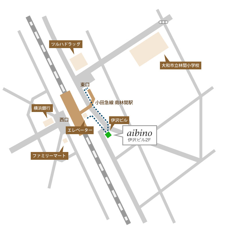 地図　南林間駅からアイビノまでの経路
